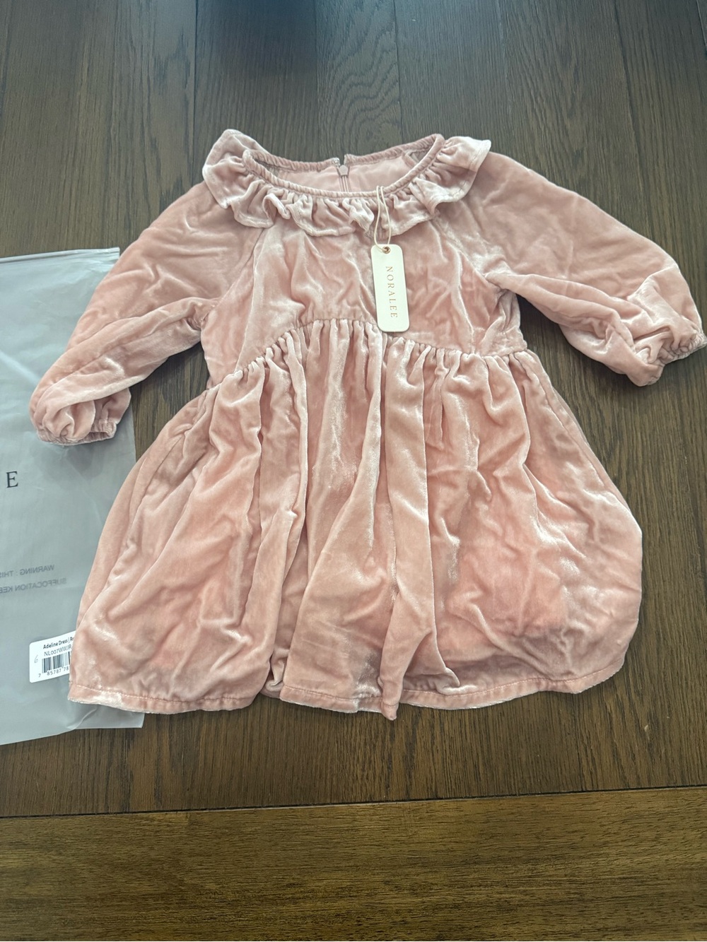 Noralee Adeline Velvet Ruffle Collar Toddler Dress - Rose